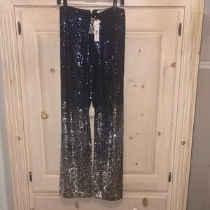 Sequin Ombre Pants  Blue and Silver